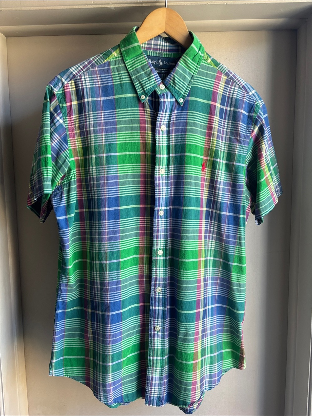 Polo Ralph Lauren Green and Blue Plaid Short-Sleeve Button-Down